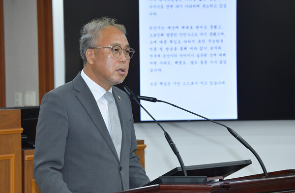 김종욱 의원이 5분 발언을 하고 있다. ⓒ