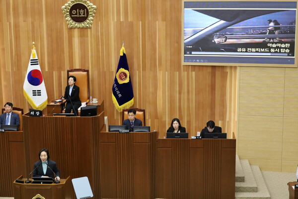 세종시의회 김효숙 의원이 27일 제86회 3차 본회의에서 5분발언을 하고 있다.ⓒ